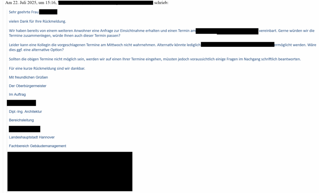 Bodengutachten. 220725 antwort terminanfrage