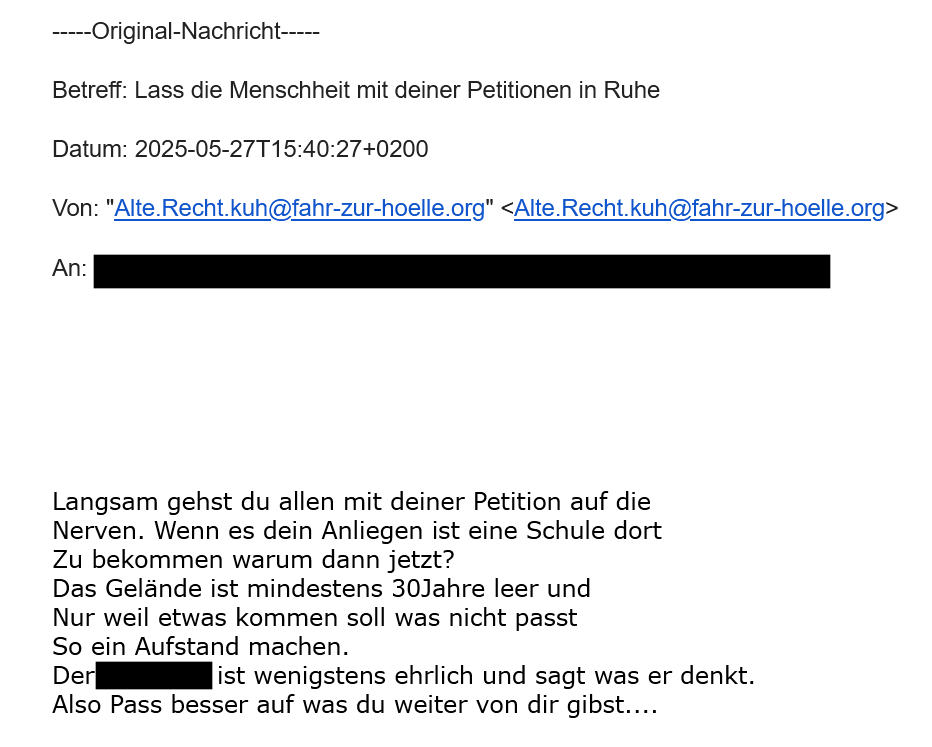 "Die Guten" auf Abwegen. Drohmail Original 1
